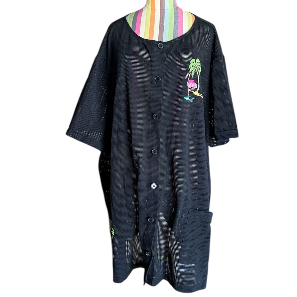 Liz & Me Black Bathing Suit Coverup with Embroidery Details